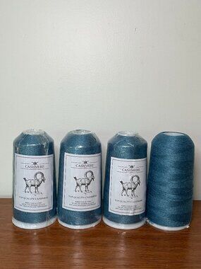 Evy Top Quality Cashmere Acrylic Yarn Lot of 4 Cones Steel Teal Blue NEW